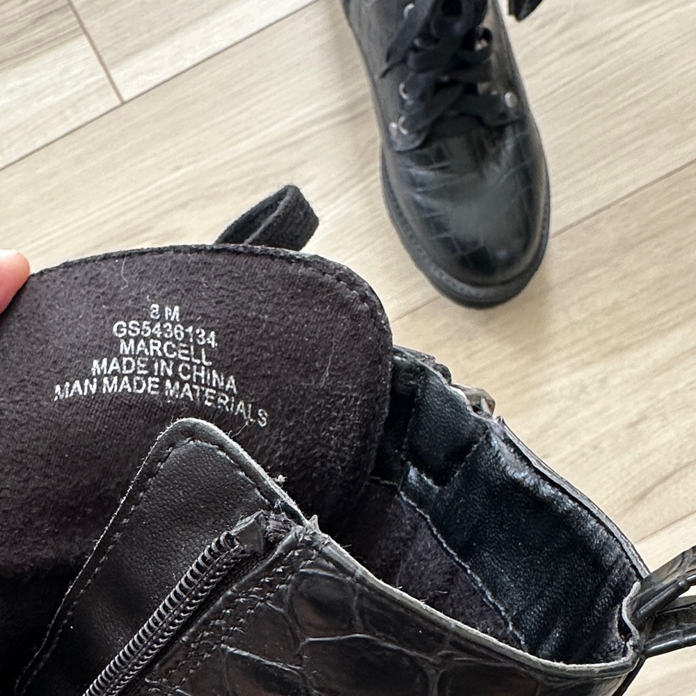Black Croc-Embossed Women's Boots - Picture 7 of 7